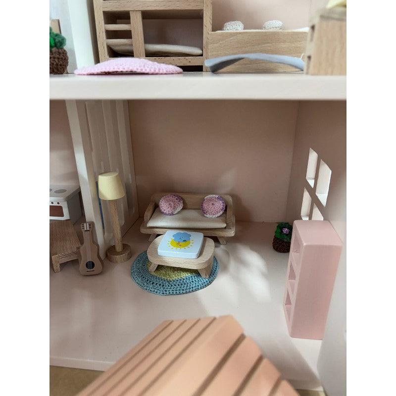 Luxury Wooden Dollhouse with Dog House, Furniture, Accessories & Custom Wallpapers (3-7 Years)