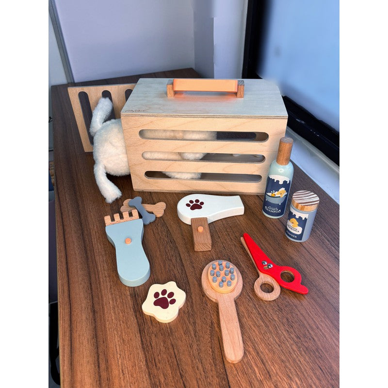 11 Pieces Wooden Pet Grooming Play Set (3-6 Years)