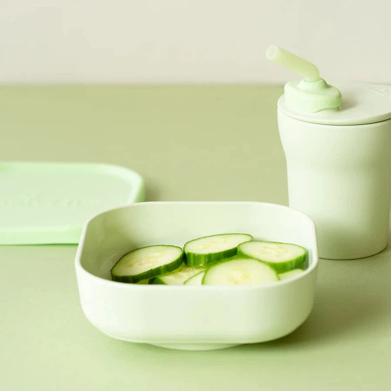 Sip and Snack Suction Bowl with Sippy Cup Feeding Set (Key Lime)