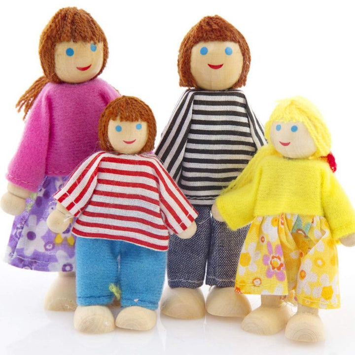 6 Pieces Wooden Family Doll Set - Pretend Play Figures (3-6 Years)