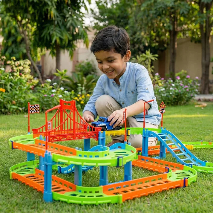 Kidology DIY Rapid Variety Car Racing Track with Electric Car Toys