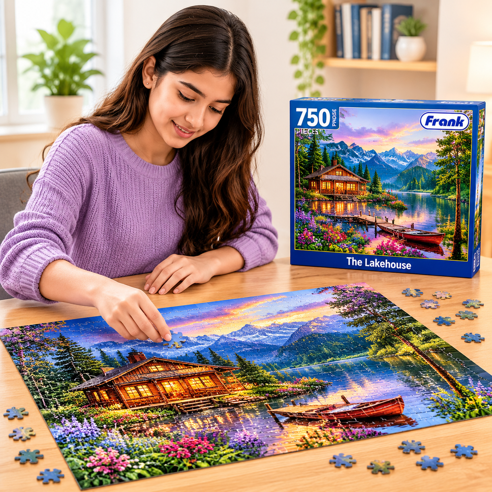 Frank The Lakehouse 750-Piece Jigsaw Puzzle | Scenic Nature Puzzle for Adults & Teens