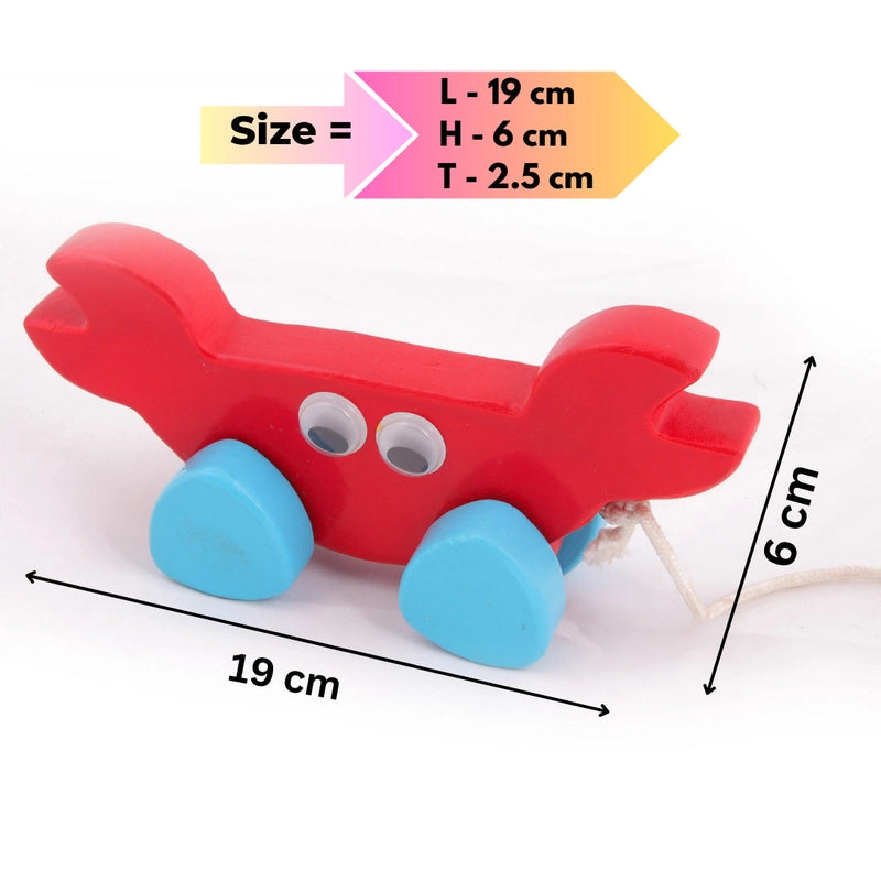 Wooden Pull toy & Push Along Toy Sea Animal’s  (CRAB) (Red) -  Large Size