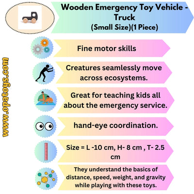 Wooden Emergency Toy Vehicle Set -Truck Small Size