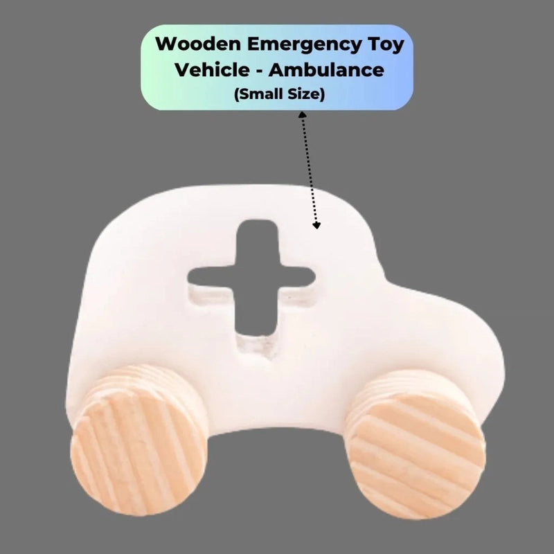 Wooden Emergency Toy Vehicle Set - Ambulence  Small Size