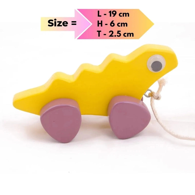 Wooden Pull toy & Push Along Toy Sea Animal’s  (IGUANA) (Yellow) -  Large Size