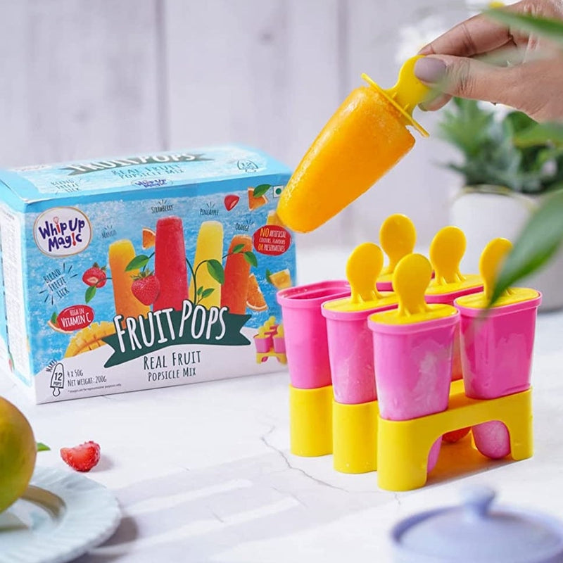 Real Fruit Power Popsicle Mix (4 Flavors - Mango, Strawberry, Pineapple, Orange) with 6 Moulds