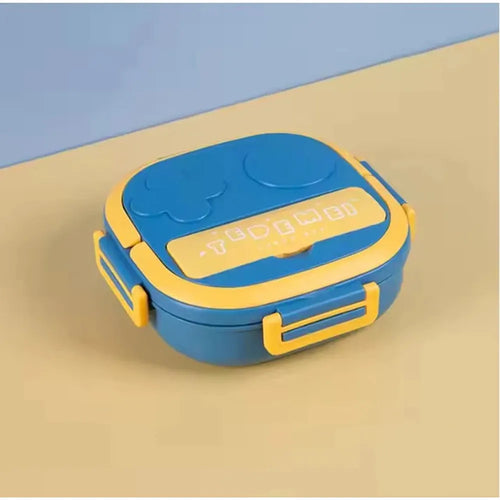 CuddleNest Bento Lunch Box Stainless Steel 3 Compartment Set with Fork Spoon - 850ml