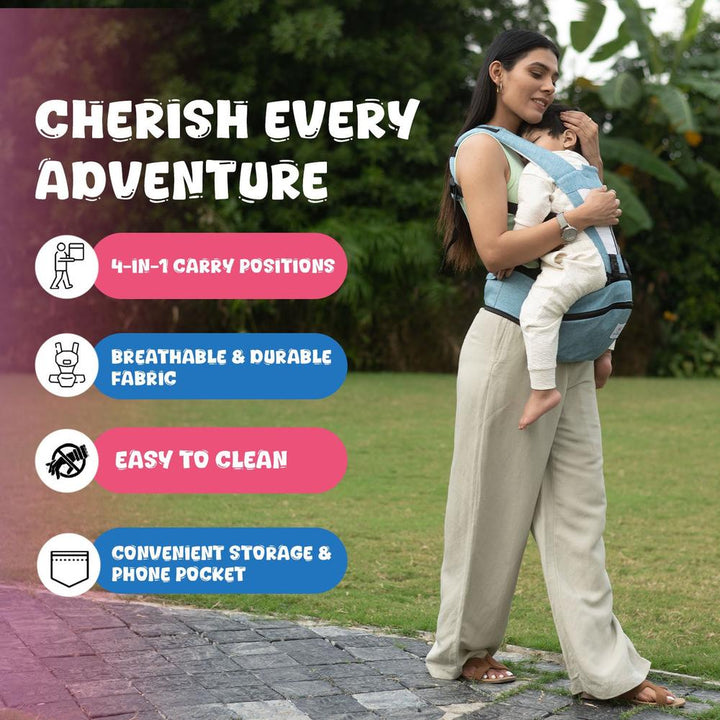Tinyberg Baby Carrier with 4 Carry Positions | Large Storage & Adjustable Straps | Cuddlehipsy