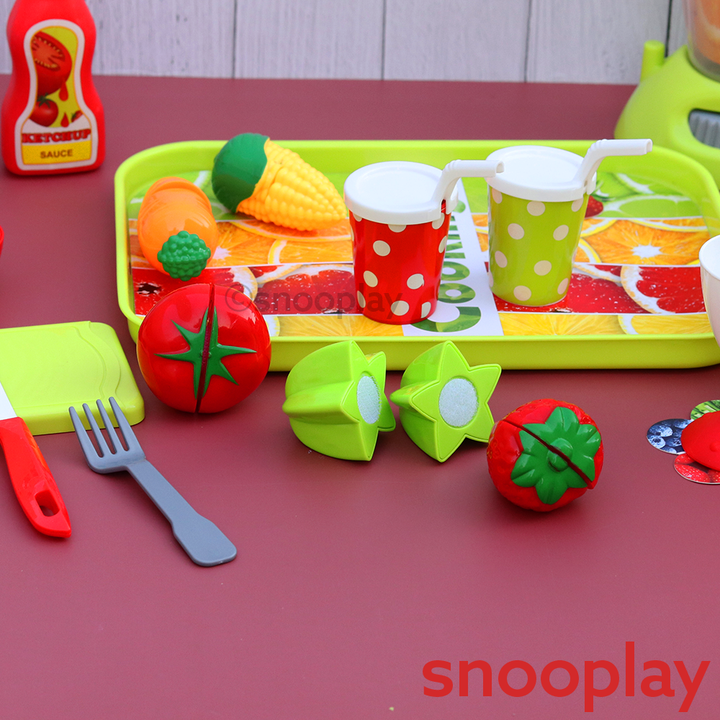 Cutlery Pretend Play Set with Blender and kitchen accessories