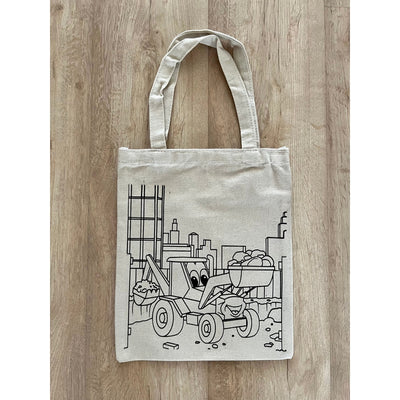 DIY Colouring Little Excavator Tote Bag