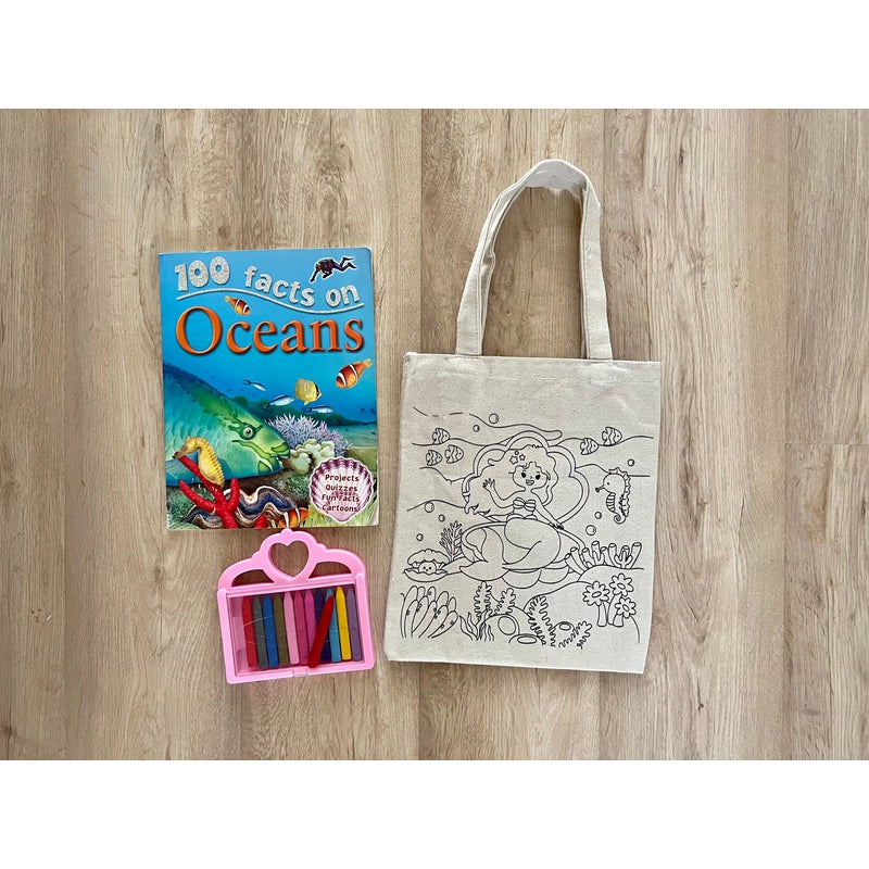 DIY Colouring Little Mermaid Tote Bag