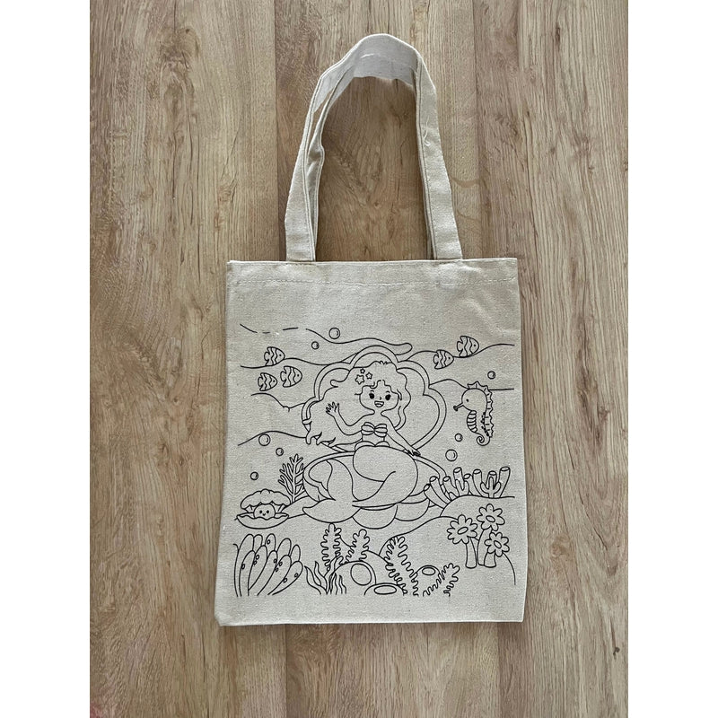 DIY Colouring Little Mermaid Tote Bag