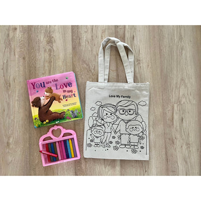 DIY Colouring Love my Family Tote Bag