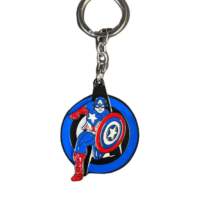 Silver blue Captain America shield Keychain