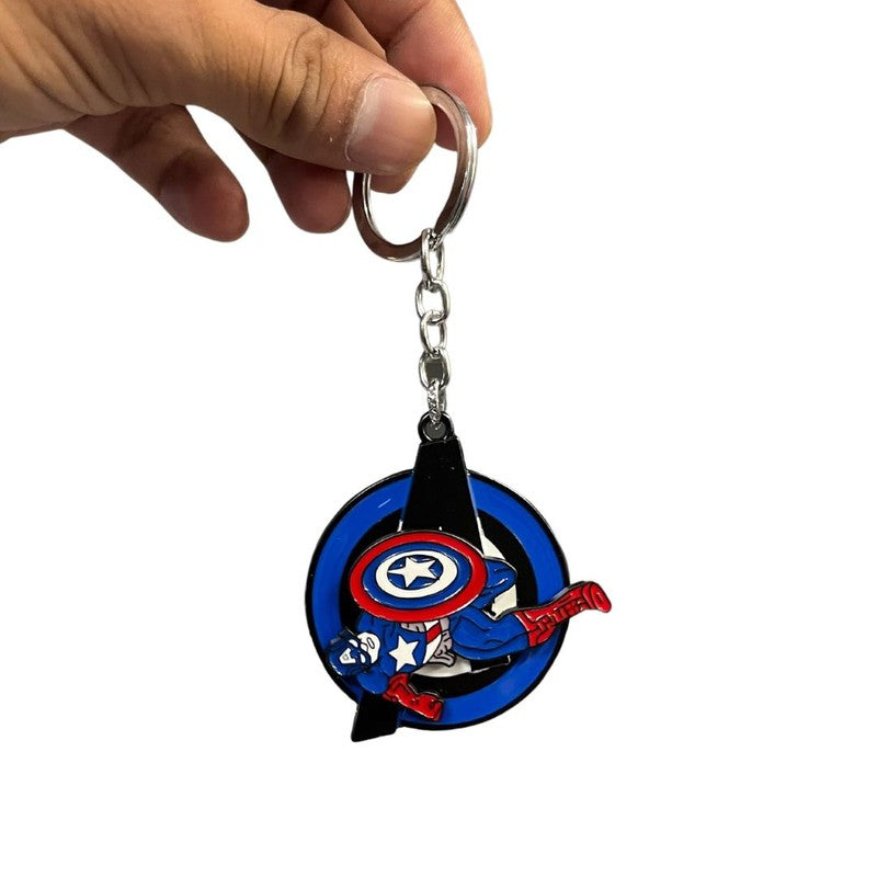 Silver blue Captain America shield Keychain