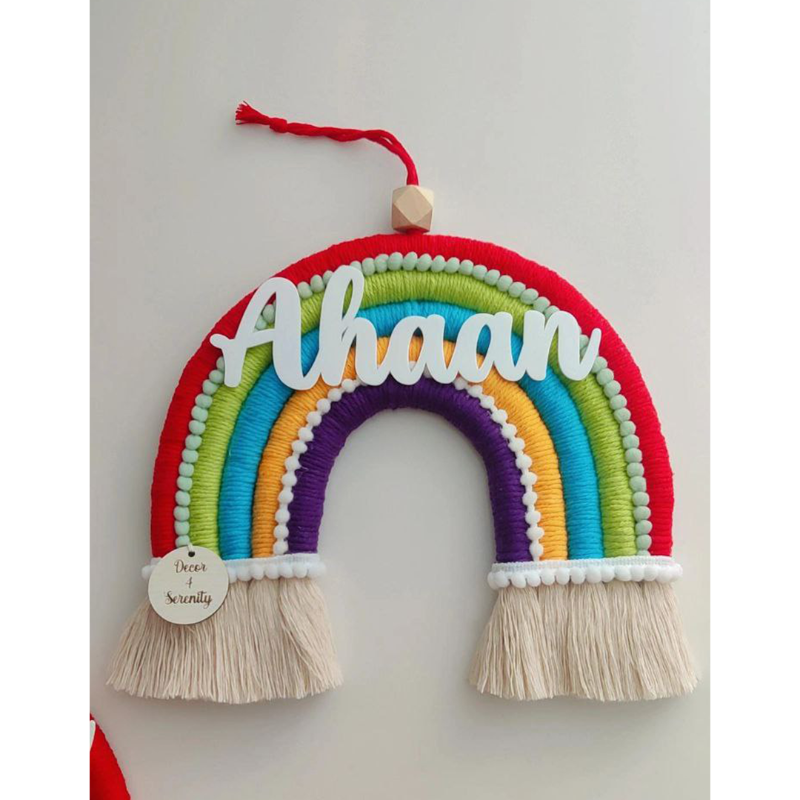 Personalized Kids’ Room Nameplate Door and Wall Hanging - Macrame Rainbow - Acrylic Name - Prince - COD Not Available