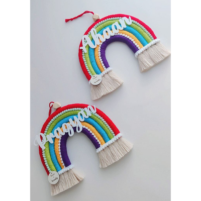 Personalized Kids’ Room Nameplate Door and Wall Hanging - Macrame Rainbow - Acrylic Name - Prince - COD Not Available