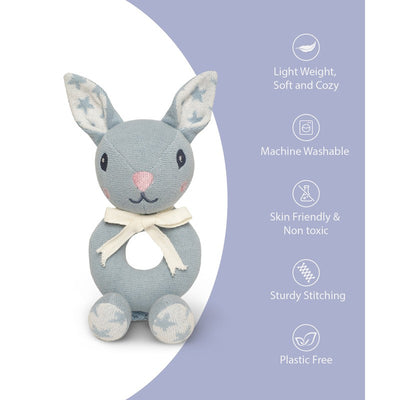 Ring Rattle Shape Soft Toy- Blue