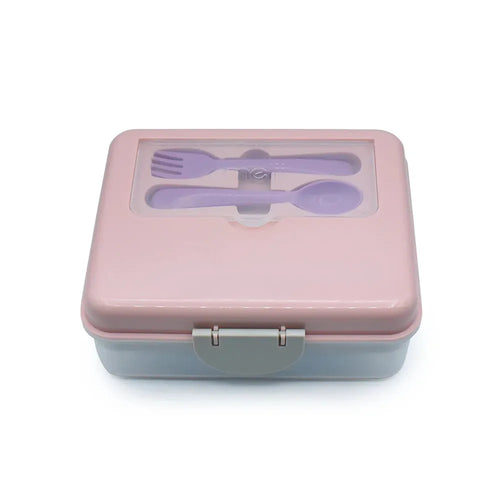 Melii 2 Tier Bento Lunch Box with 6 Compartments & Removable Top Tier | Includes Spoon & Fork