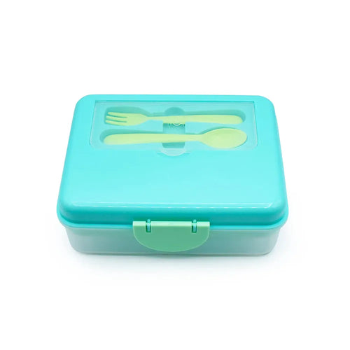Melii 2 Tier Bento Lunch Box with 6 Compartments & Removable Top Tier | Includes Spoon & Fork