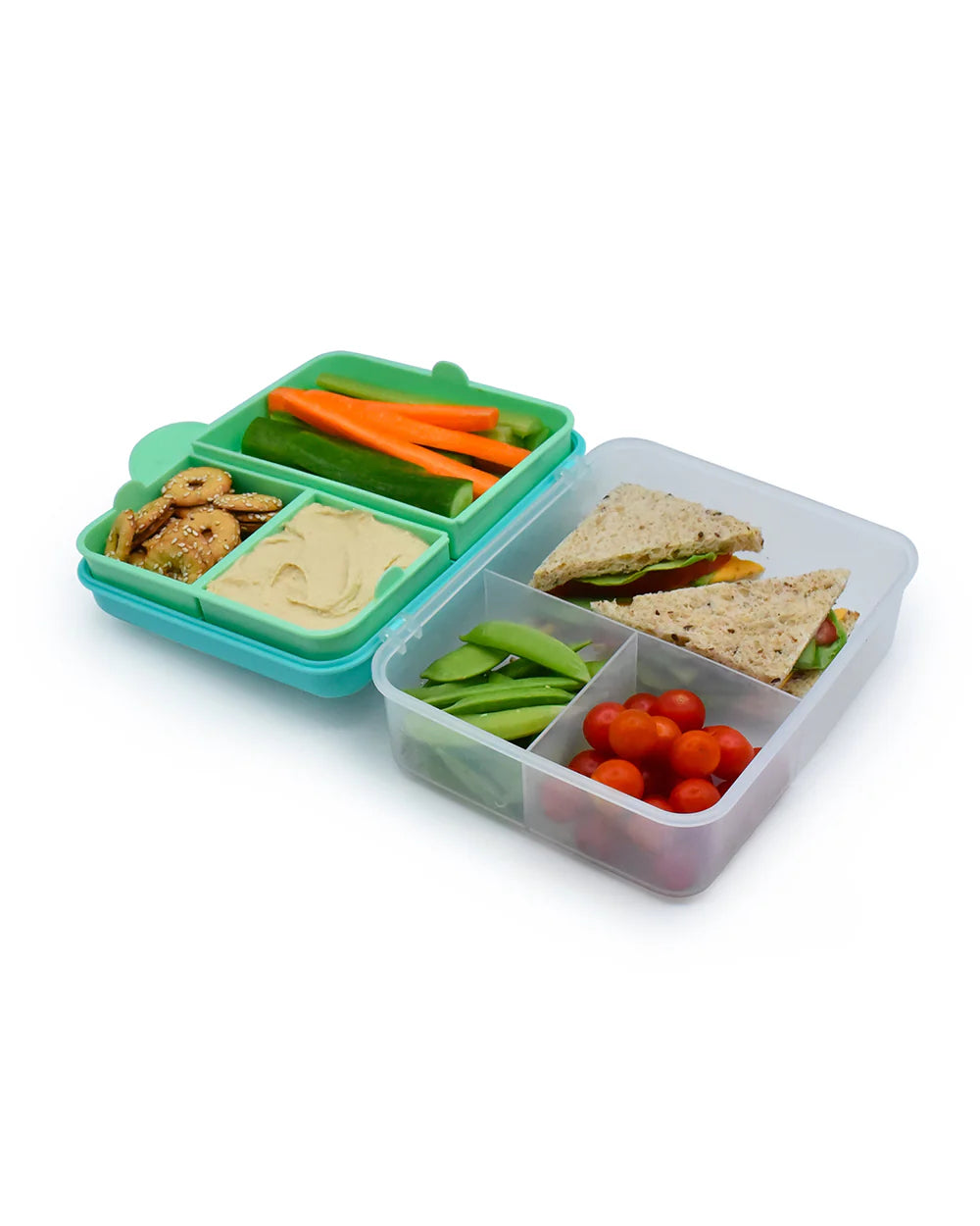 Melii 2 Tier Bento Lunch Box with 6 Compartments & Removable Top Tier | Includes Spoon & Fork