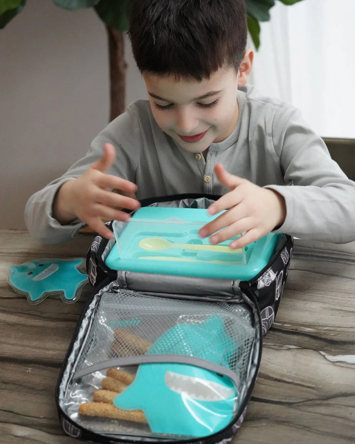 Melii 2 Tier Bento Lunch Box with 6 Compartments & Removable Top Tier | Includes Spoon & Fork