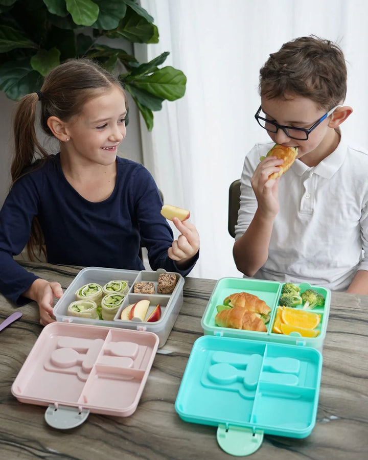 Melii 2 Tier Bento Lunch Box with 6 Compartments & Removable Top Tier | Includes Spoon & Fork