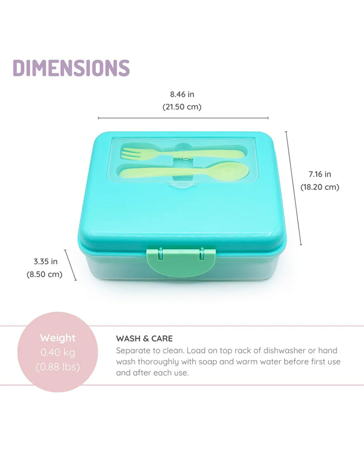 Melii 2 Tier Bento Lunch Box with 6 Compartments & Removable Top Tier | Includes Spoon & Fork