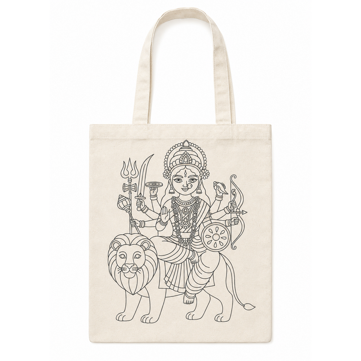 Little Canvas Goddess Durga DIY Colouring Tote Bag | Navratri Art & Craft Activity | Festive Creative Gift