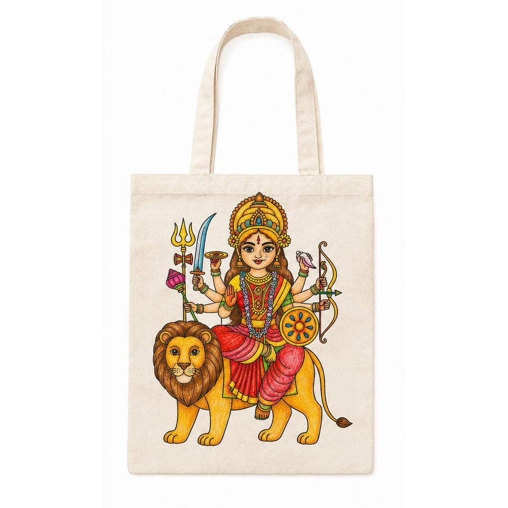 Little Canvas Goddess Durga DIY Colouring Tote Bag | Navratri Art & Craft Activity | Festive Creative Gift