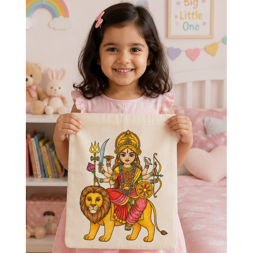 Little Canvas Goddess Durga DIY Colouring Tote Bag | Navratri Art & Craft Activity | Festive Creative Gift