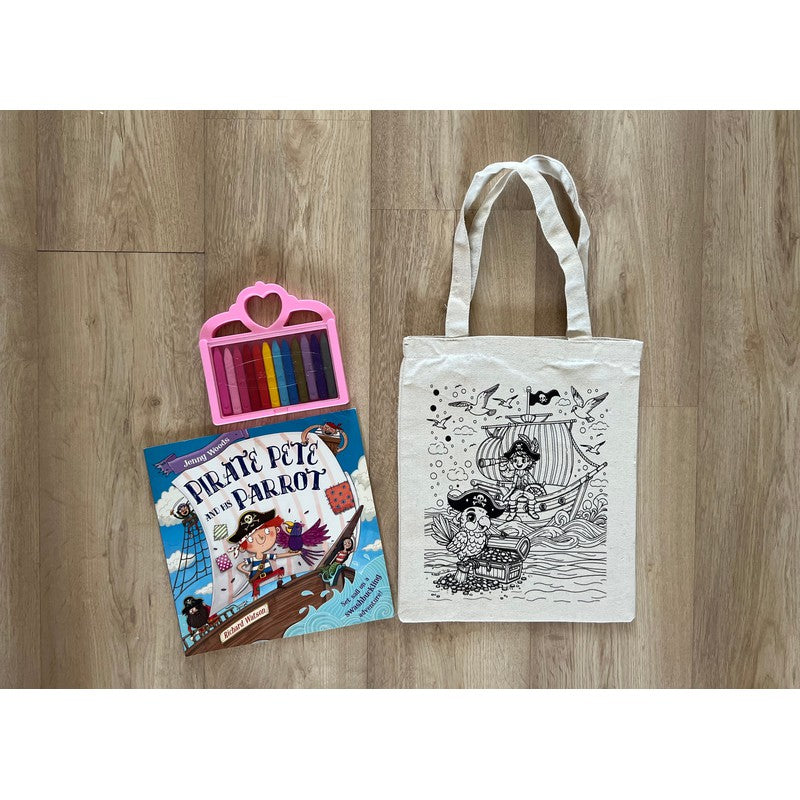 DIY Colouring Pirate and Parrot Tote Bag (3-6 Years)