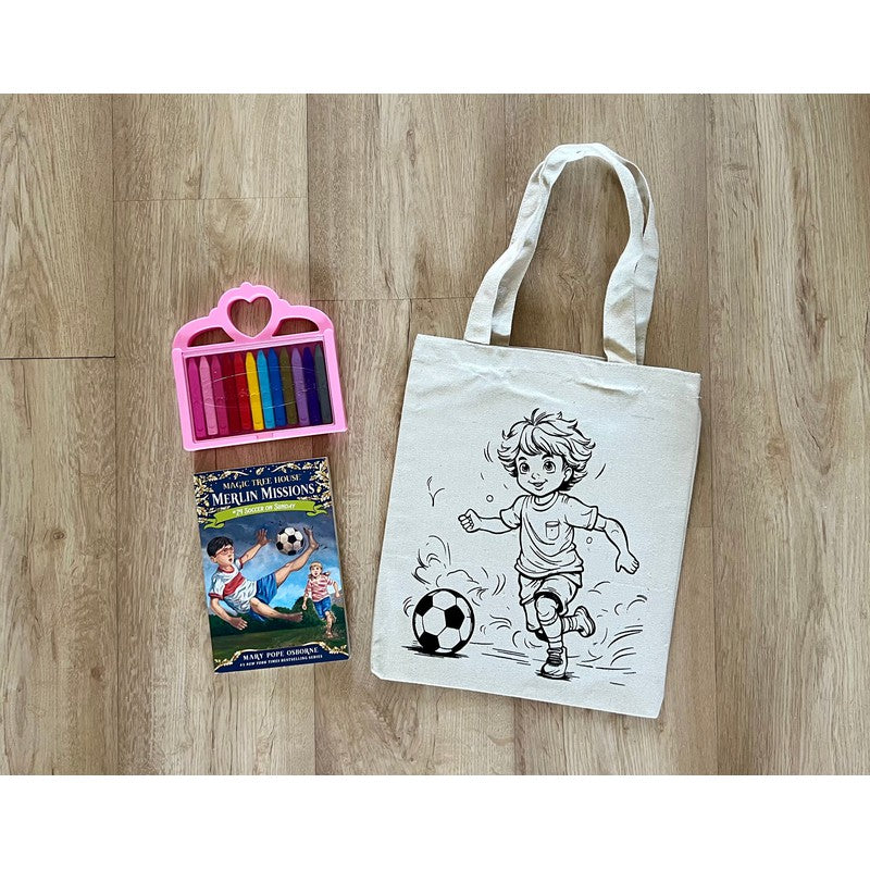 DIY Colouring Soccer Champ Tote Bag (3-6 Years)