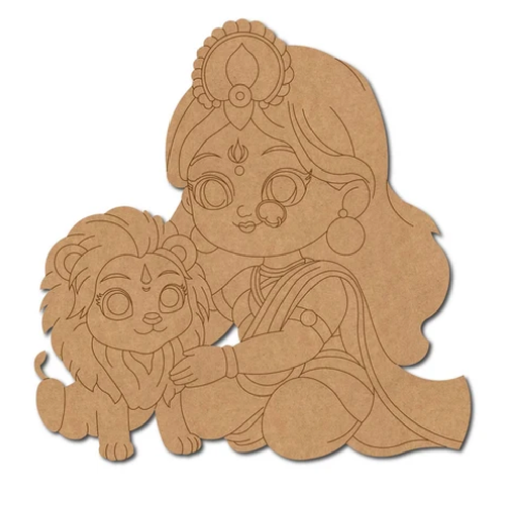 Little Canvas Goddess Durga DIY Wooden Colouring Kit | Navratri Craft Activity | Festive Art & Creativity
