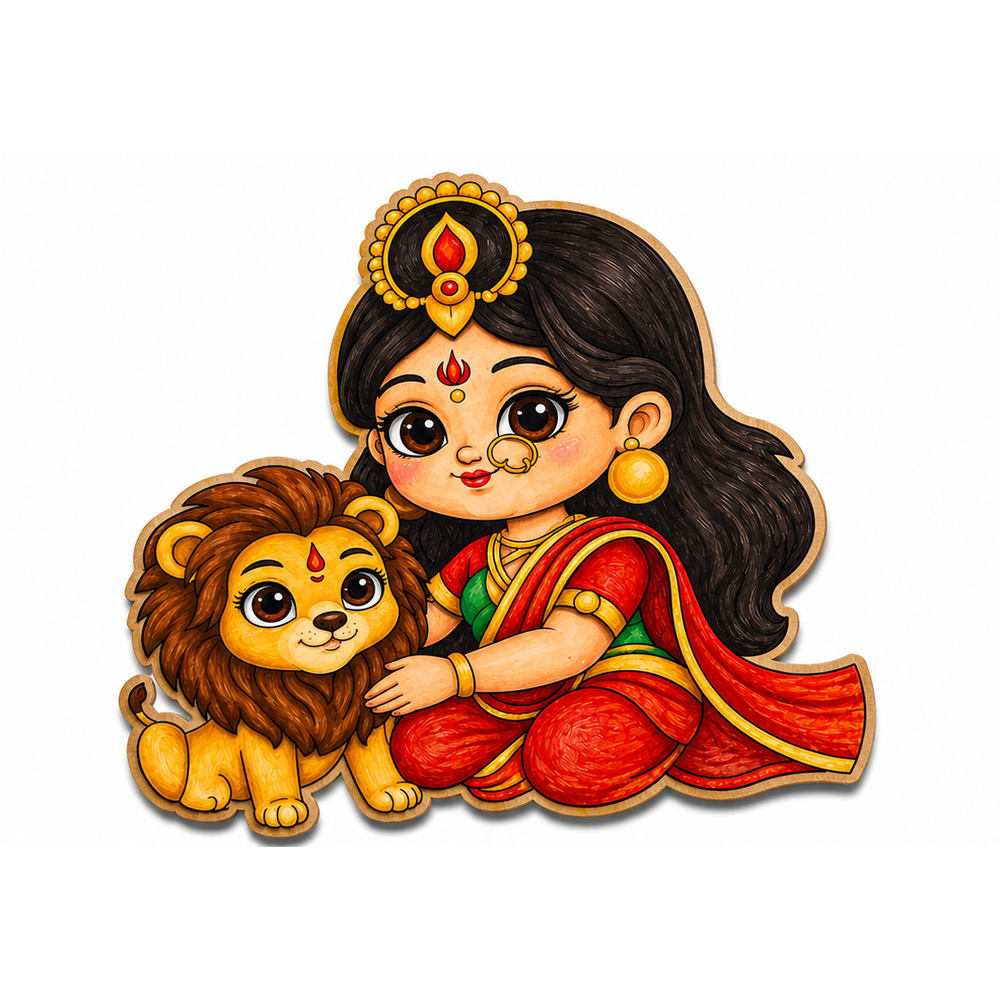 Little Canvas Goddess Durga DIY Wooden Colouring Kit | Navratri Craft Activity | Festive Art & Creativity