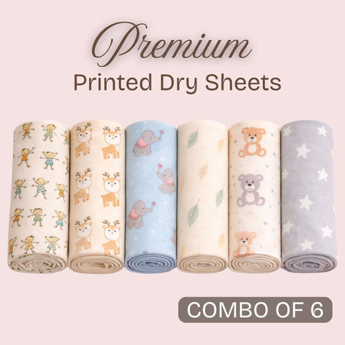 Zikku Printed Dry Sheet for Baby (Pack of 6) - Value Pack