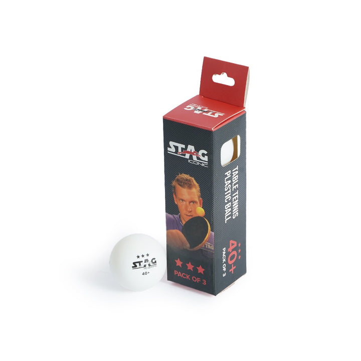 STAG ICONIC 3 Star Supreme Table Tennis Plastic Ball Pack of 3 (White)