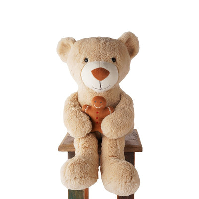 Teddy Bear Fluffy Taupe Bear with Gingerbread Soft Toy