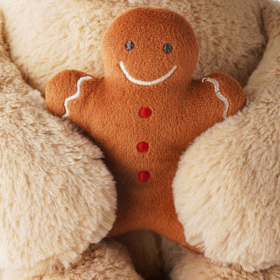 Teddy Bear Fluffy Taupe Bear with Gingerbread Soft Toy