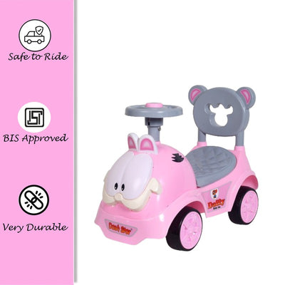 Non Battery Operated Deffy Ride-On Car with Music, Sound, Light, Backrest and Comfortable Seat | Pink | COD Not Available