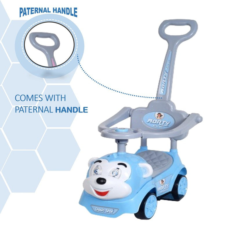 Non Battery Operated Morty Star Push Ride-On | Musical Baby Car with Protective Arm Rest and Parent Handle Wagons | Blue | COD Not Available