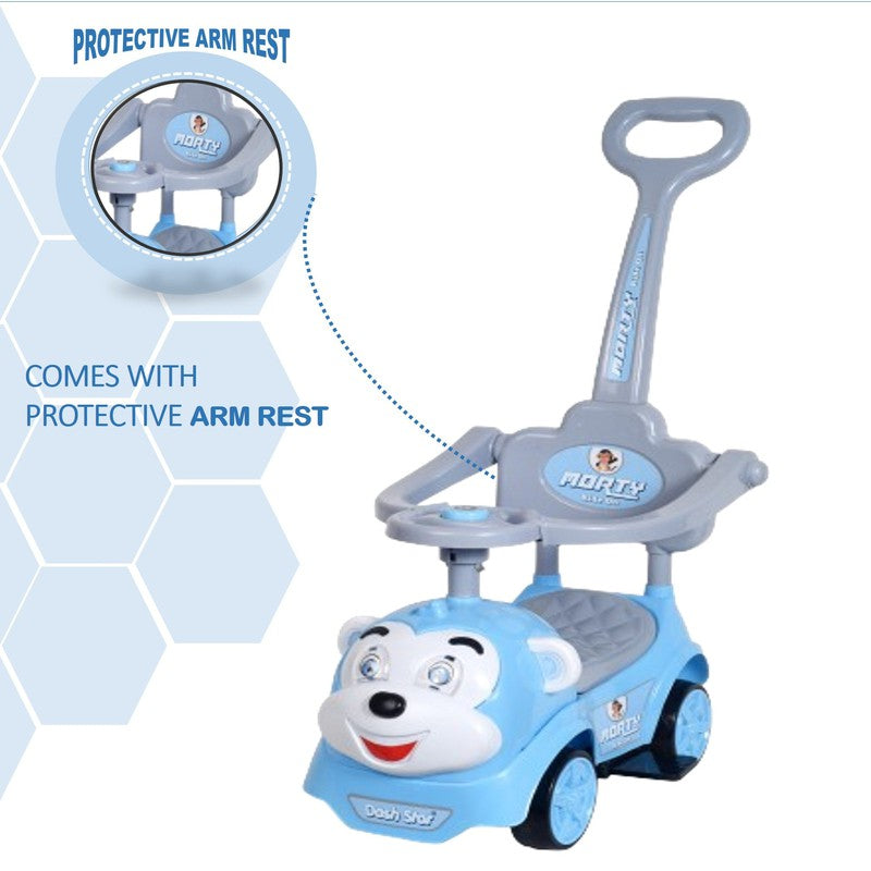 Non Battery Operated Morty Star Push Ride-On | Musical Baby Car with Protective Arm Rest and Parent Handle Wagons | Blue | COD Not Available