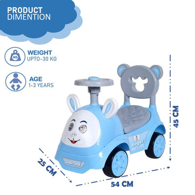 Non Battery Operated Roger Ride-On Car with Music, Sound, Light, Backrest and Comfortable Seat | Blue | COD Not Available