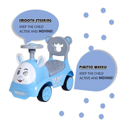 Non Battery Operated Roger Ride-On Car with Music, Sound, Light, Backrest and Comfortable Seat | Blue | COD Not Available