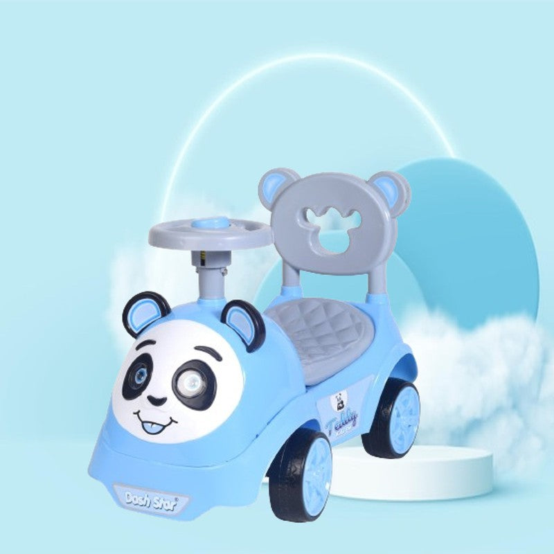 Non Battery Operated Teddy Ride-On Car with Music, Sound, Light, Backrest and Comfortable Seat | Blue | COD Not Available