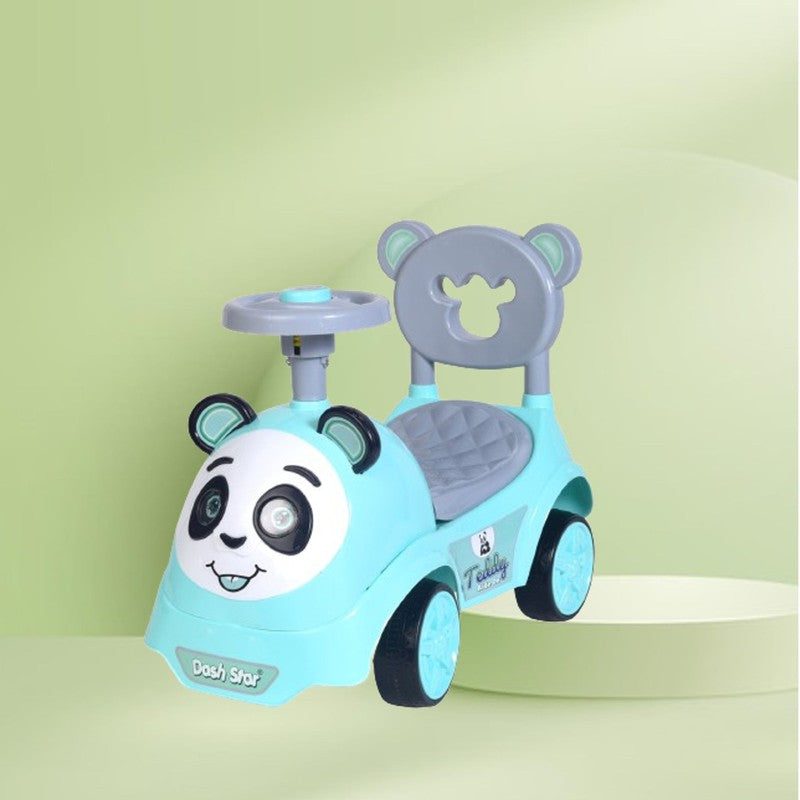 Non Battery Operated Teddy Ride-On Car with Music, Sound, Light, Backrest and Comfortable Seat | Green | COD Not Available