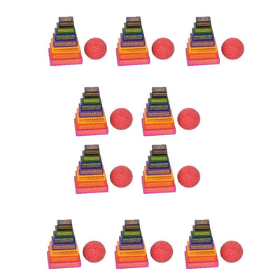 Lagori Pitthu Game | Pack Of 10 | Handcrafted Seven Stones with a Ball