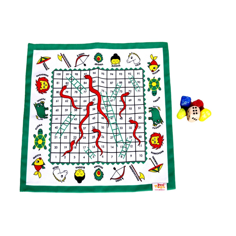 Dashavatar Snakes and Ladders / Saap Seedi | Canvas Fabric Board Game