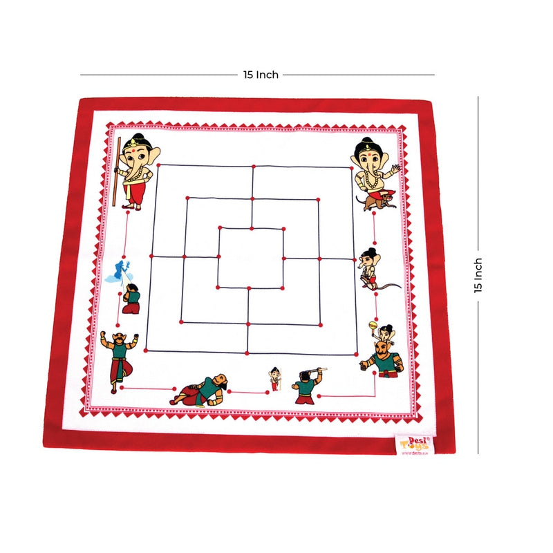 Bal Ganesha Nine Men's Morris / Mills Game / Navakankari | Canvas Fabric Board Game